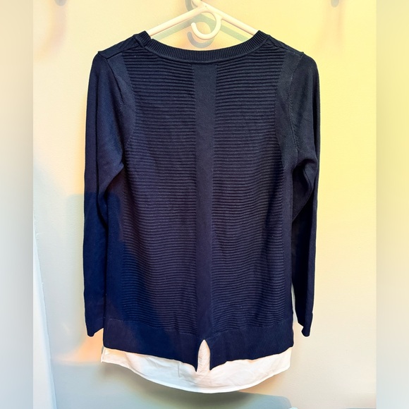 Hilary Radley Navy Blue Two-fer Sweater - Picture 2 of 6